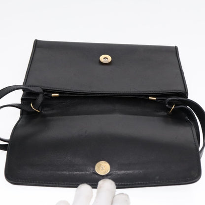 Celine Vintage Flap Shoulder Bag Leather, BLACK, LEATHER, Shoulder bag