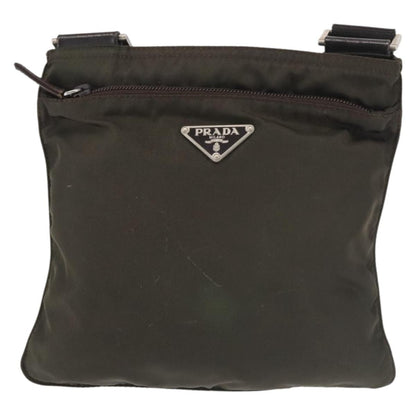Prada Front Pocket Messenger Bag Tessuto, Khaki, Nylon, Shoulder Bag