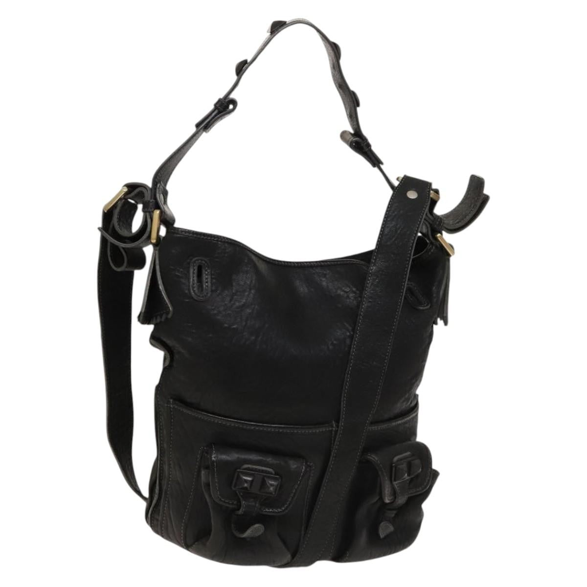 Chloe Vintage Shoulder Bag Leather, BLACK, LEATHER, Shoulder bag