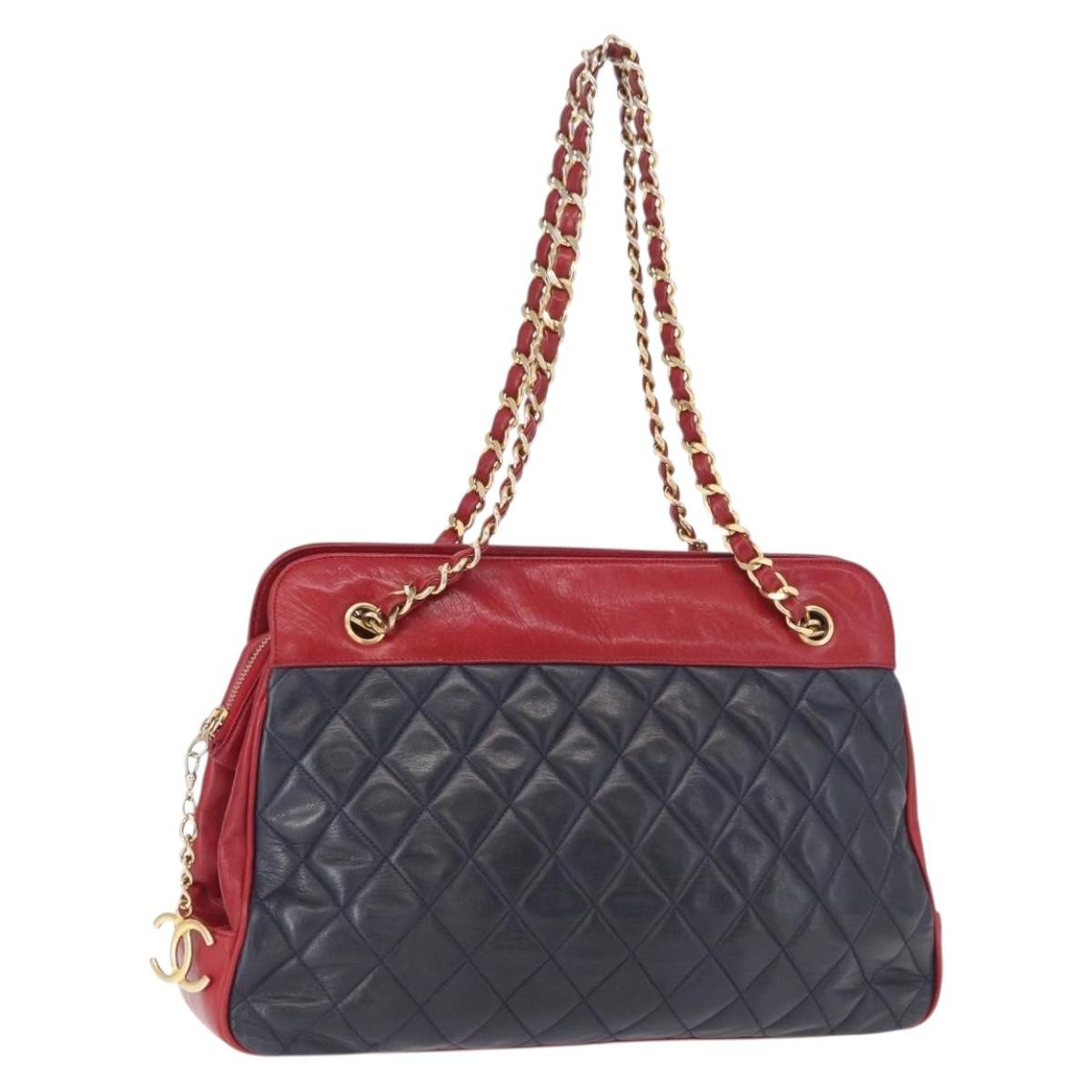 Chanel Chanel Bicolor Shoulder Bag Red/Navy leather bicolore, NAVY, LEATHER, Shoulder bag
