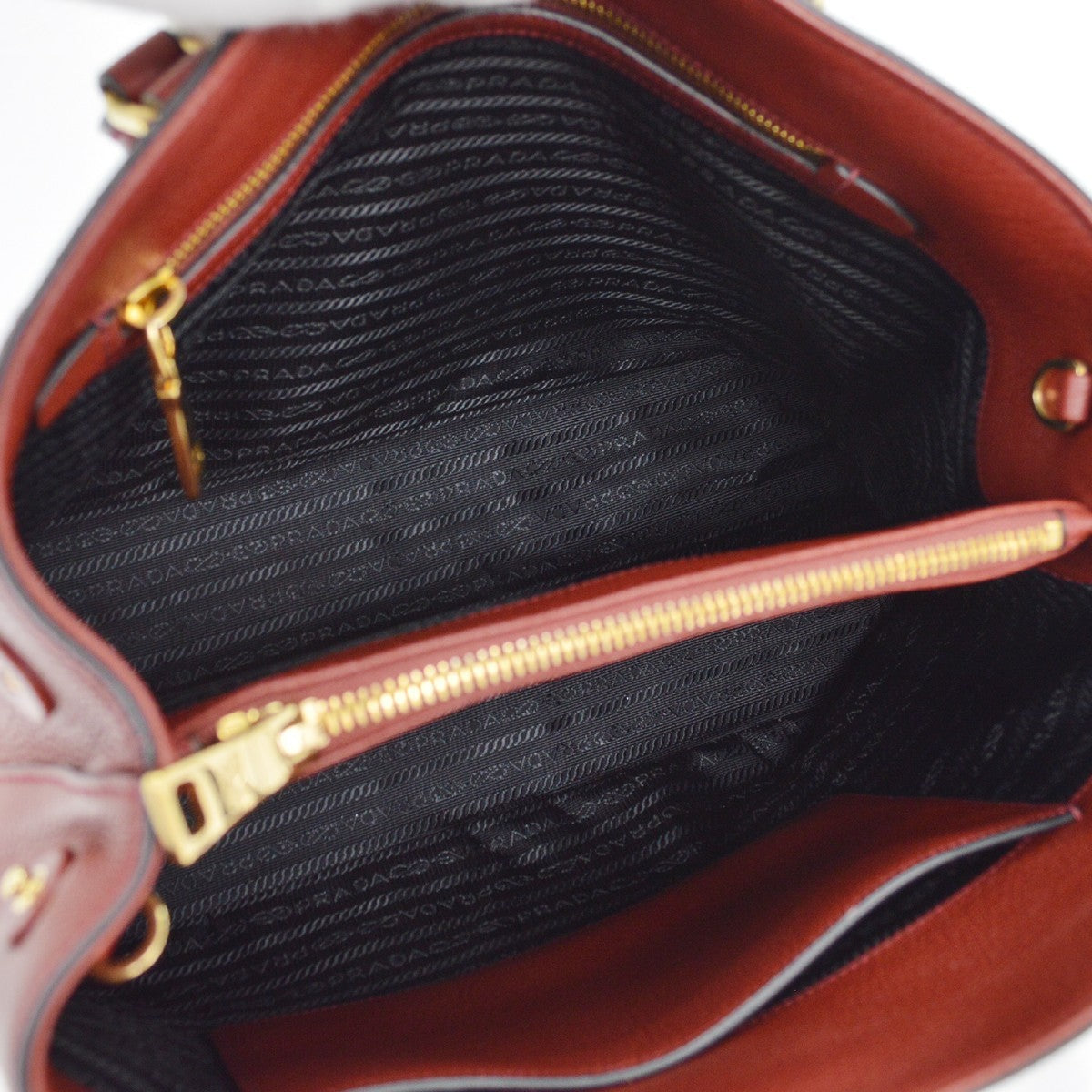 Prada Convertible Shopper Tote Vitello Daino, BURGUNDY, LEATHER, Tote bag