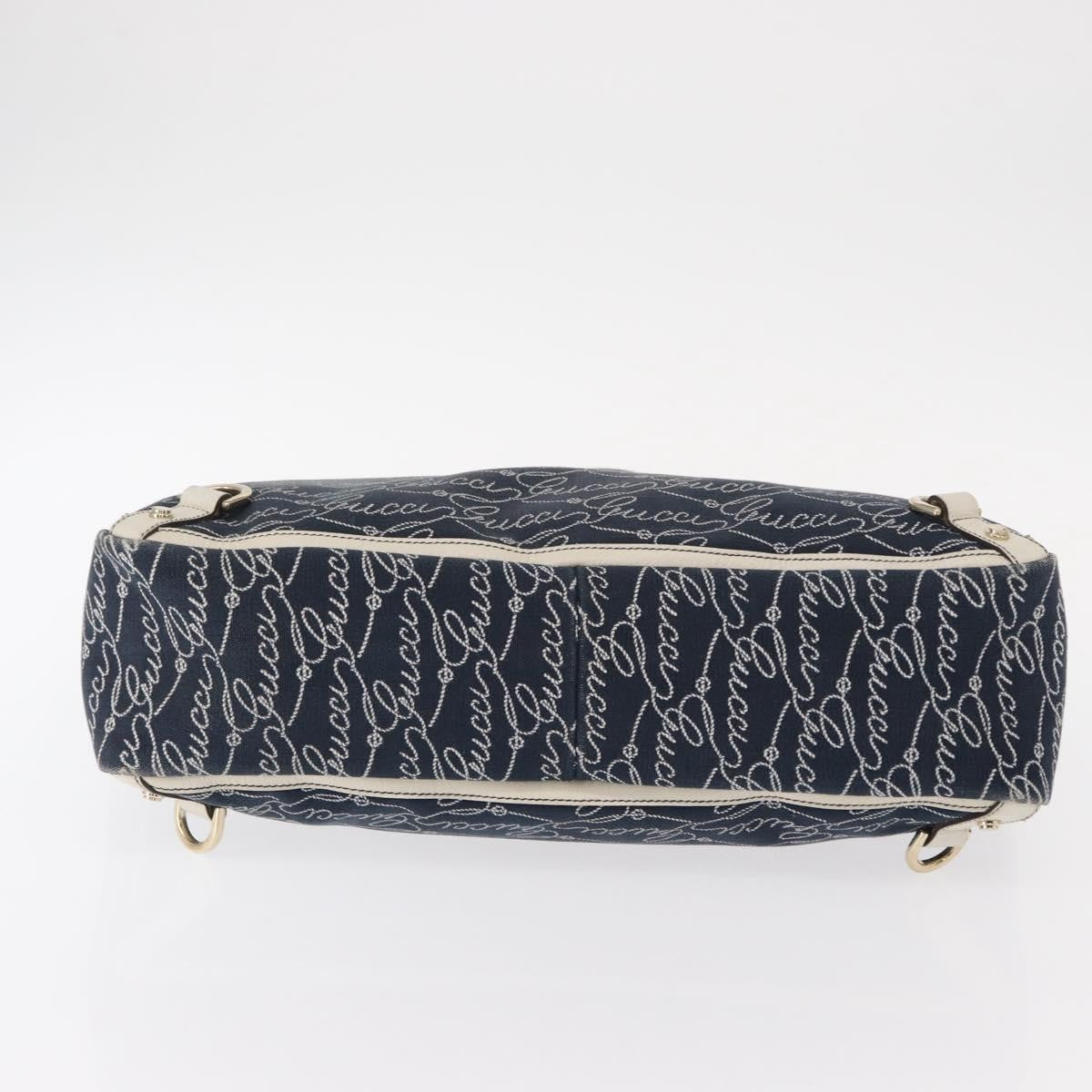 Gucci Abbey Tote GG Canvas with Leather, NAVY, CANVAS, Tote bag