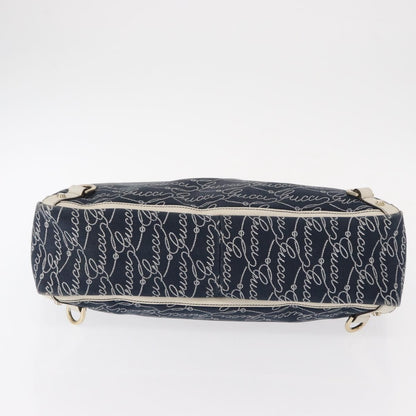 Gucci Abbey Tote GG Canvas with Leather, NAVY, CANVAS, Tote bag