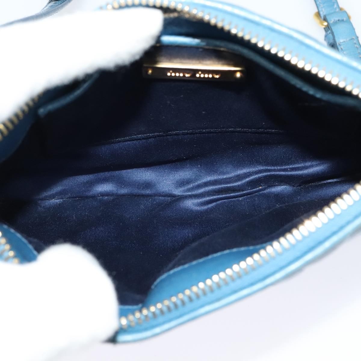 Miu Miu Zip Wristlet Pouch Matelasse Leather, BLUE, LEATHER, Clutche & pouche