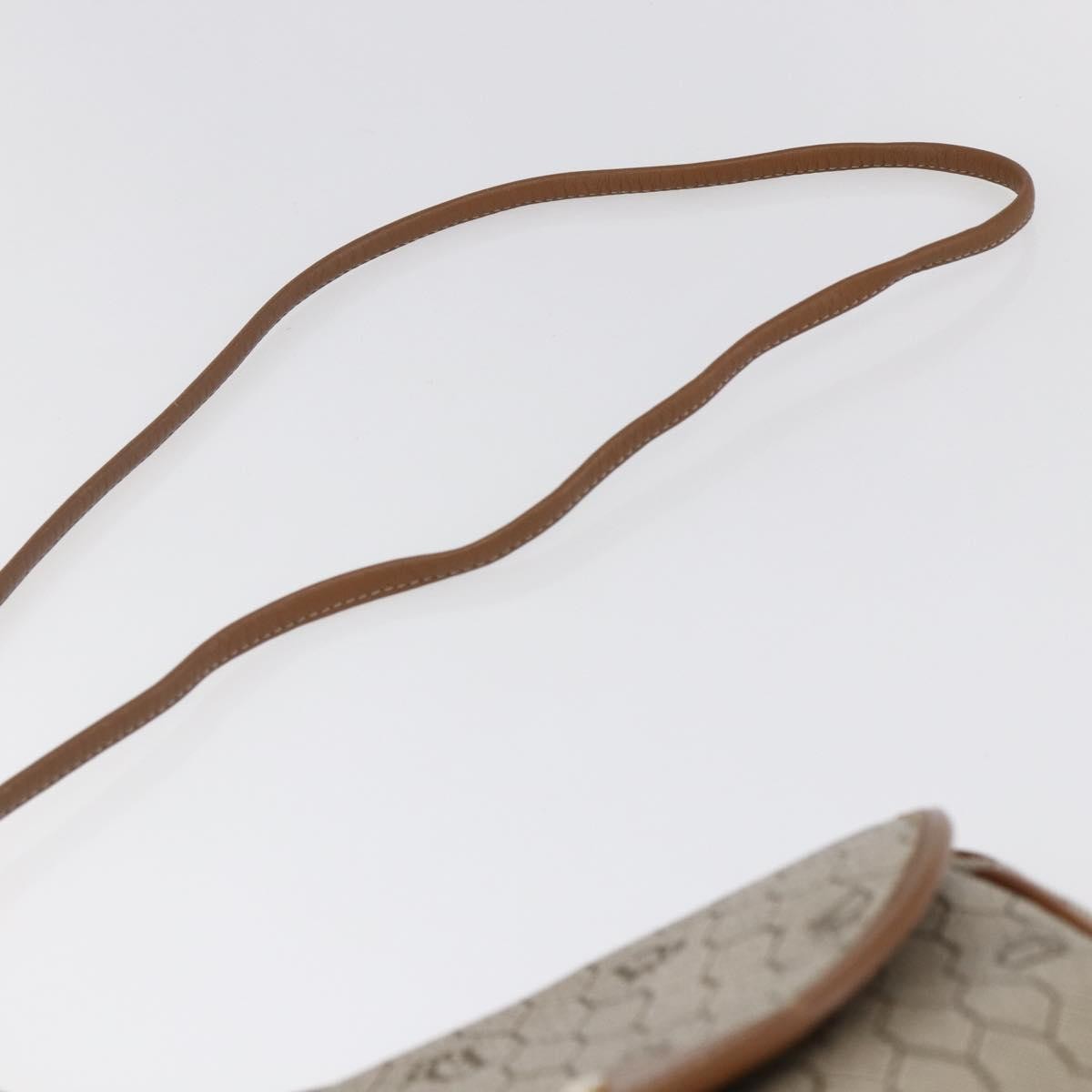 Christian Dior Vintage Honeycomb Flap Crossbody Bag Coated Canvas, BEIGE, CANVAS, Shoulder bag