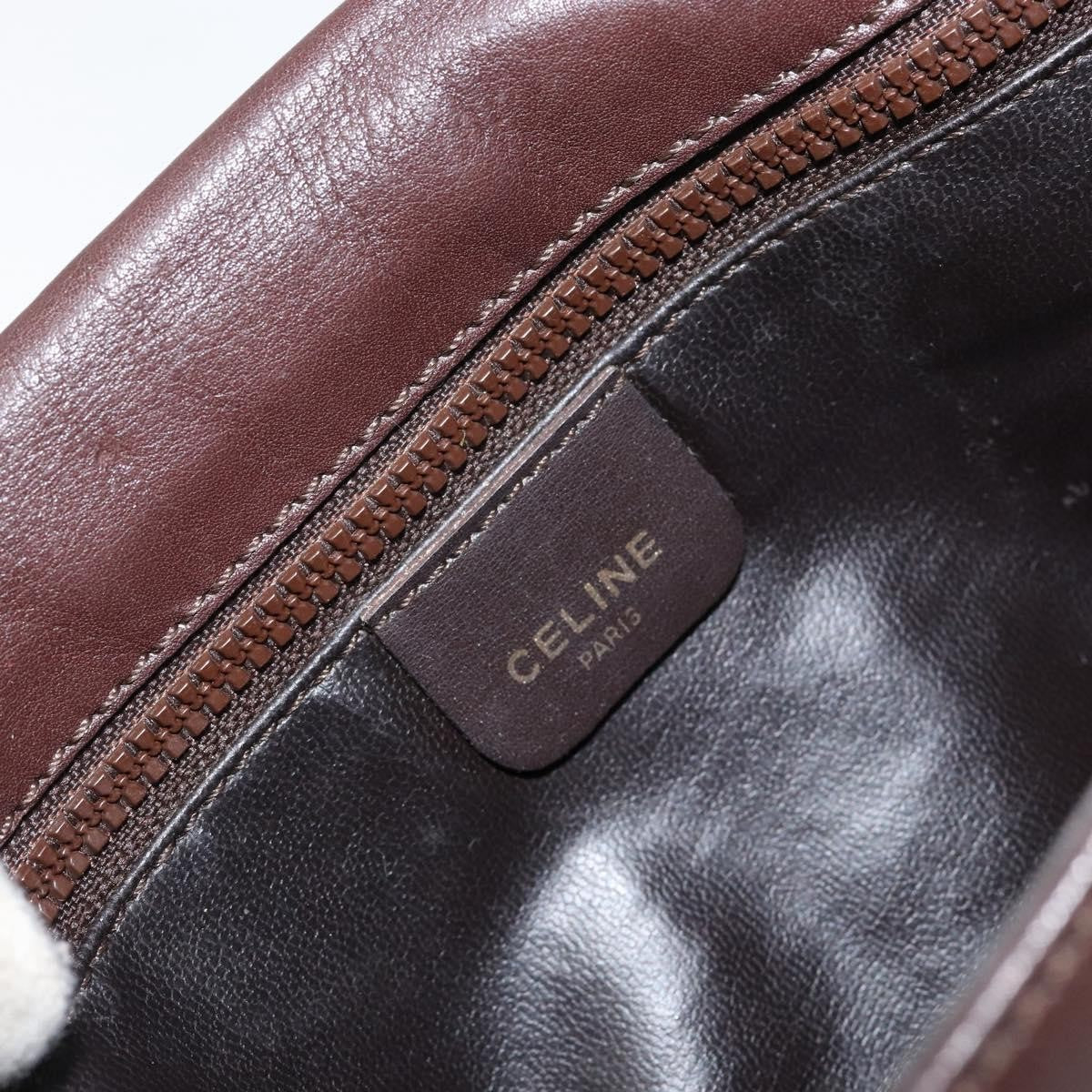 Celine Vintage Shoulder Bag Leather, BROWN, LEATHER, Shoulder bag