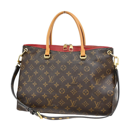 Louis Vuitton Pallas Tote Monogram Canvas with Leather, RED, CANVAS, Handbag