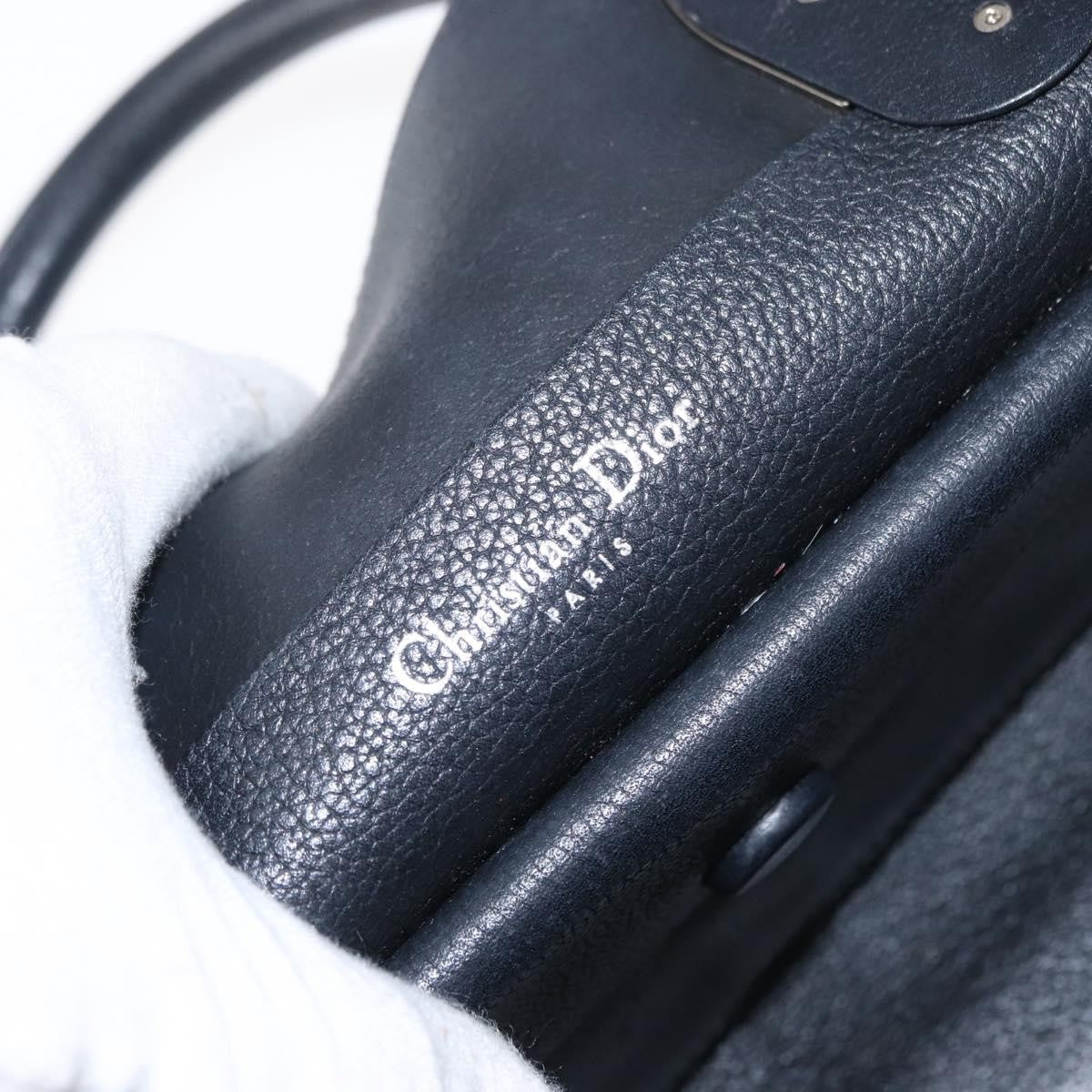 Christian Dior Open Bar Bag Leather, BLACK, LEATHER, Handbag