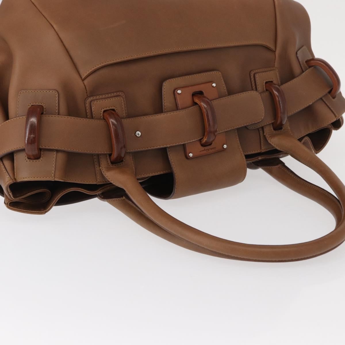 Salvatore Ferragamo Vintage Handbag Leather, BROWN, LEATHER, Handbag