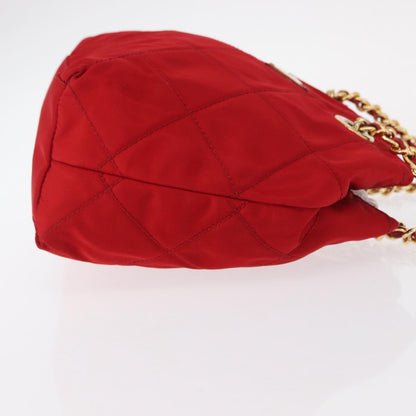 Prada Chain Shoulder Bag Quilted Tessuto, RED, NYLON, Shoulder bag