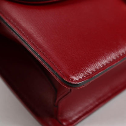 Gucci GG Ring Shoulder Bag Leather, RED, LEATHER, Shoulder bag
