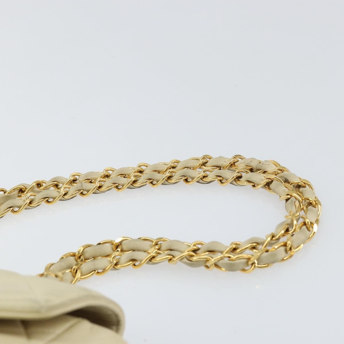 Chanel Vintage Envelope Flap Bag Quilted Lambskin, BEIGE, LEATHER, Shoulder bag