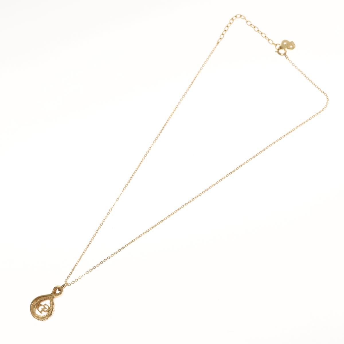 Christian Dior Vintage CD Pendant Necklace Metal with Crystals, GOLD, METAL, Necklace