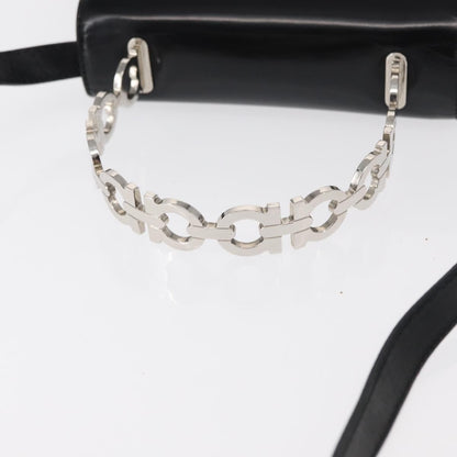 Salvatore Ferragamo Gancini handbag Leather, BLACK, LEATHER, Handbag