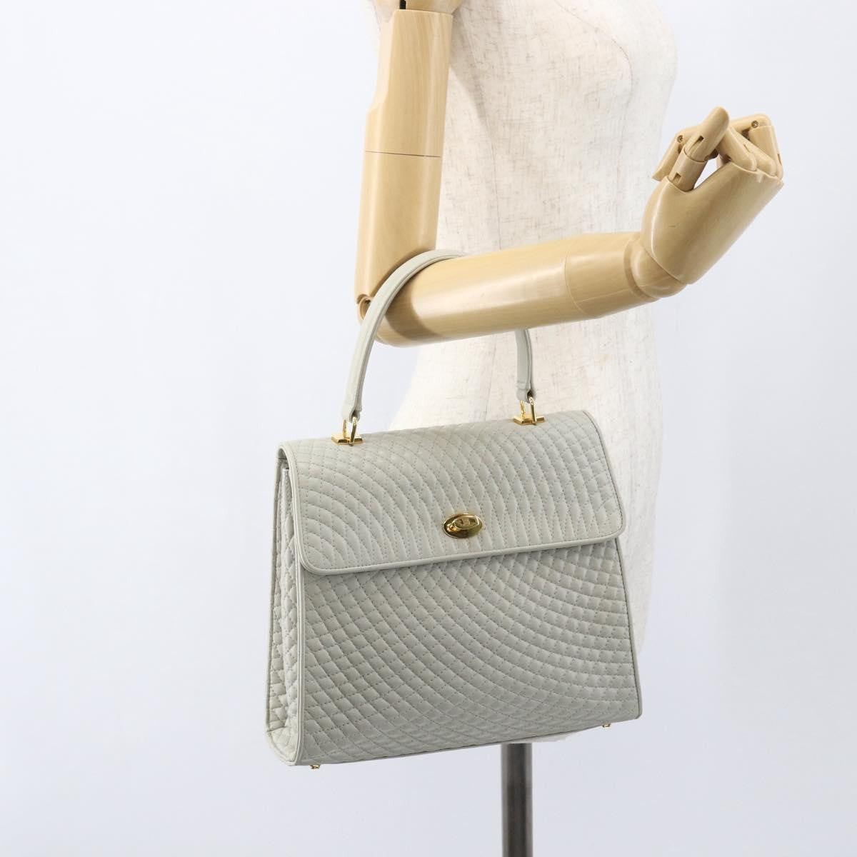 Bally Vintage Handbag Quilted Leather, WHITE, LEATHER, Handbag