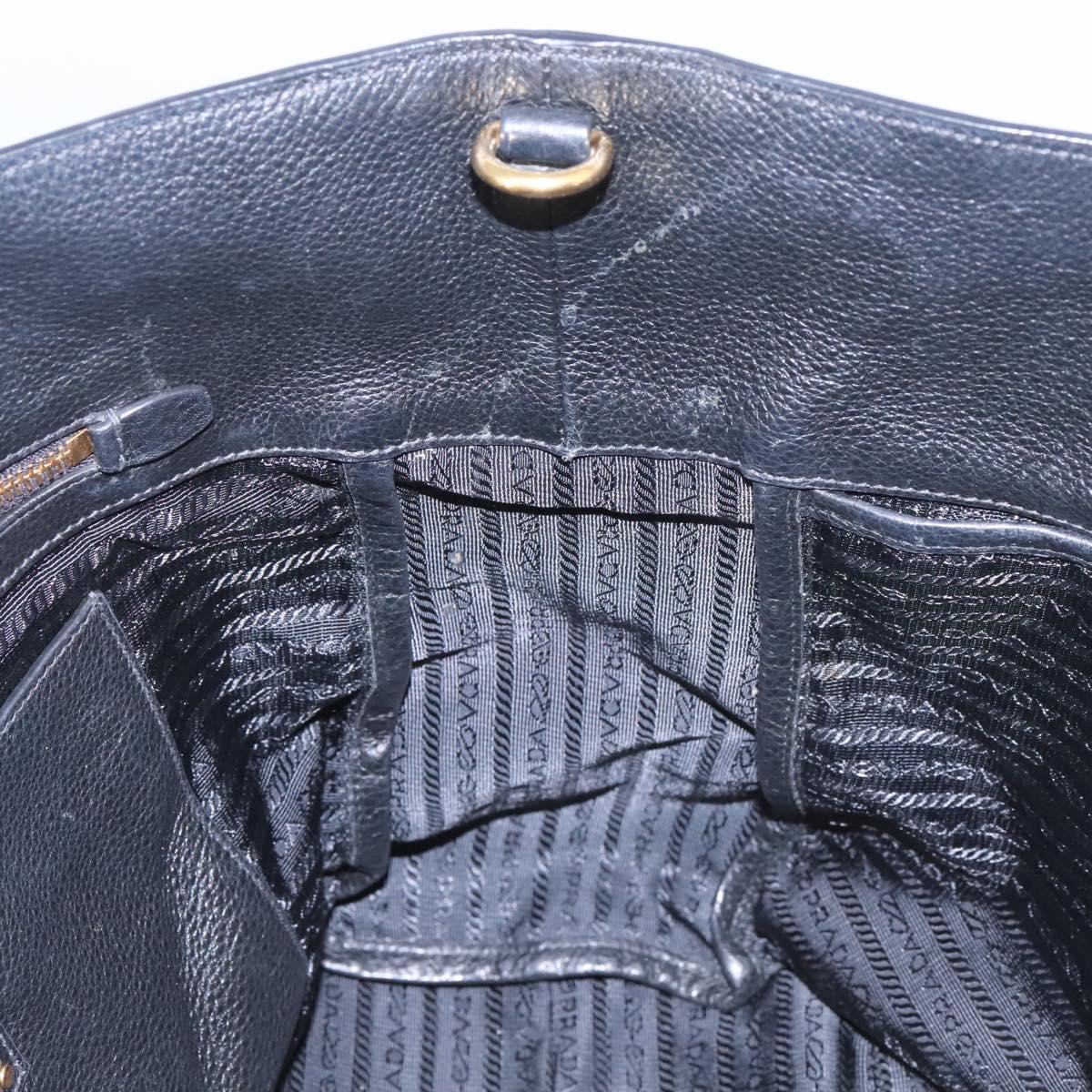 Prada Shopping Tote Vitello Daino, BLACK, LEATHER, Tote bag