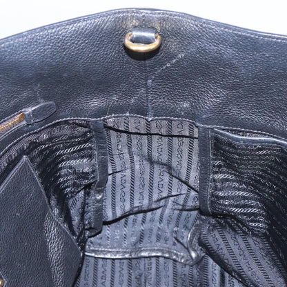 Prada Shopping Tote Vitello Daino, BLACK, LEATHER, Tote bag