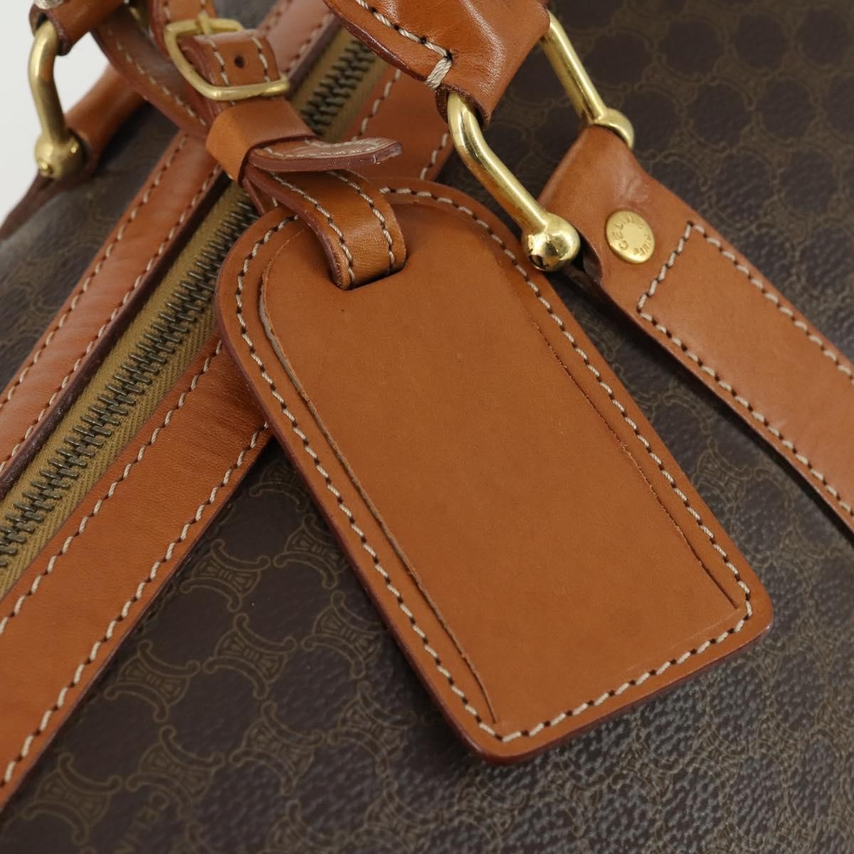 Celine Vintage Duffle Bag Macadam Coated Canvas, BROWN, PVC, Travel bag