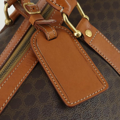 Celine Vintage Duffle Bag Macadam Coated Canvas, BROWN, PVC, Travel bag