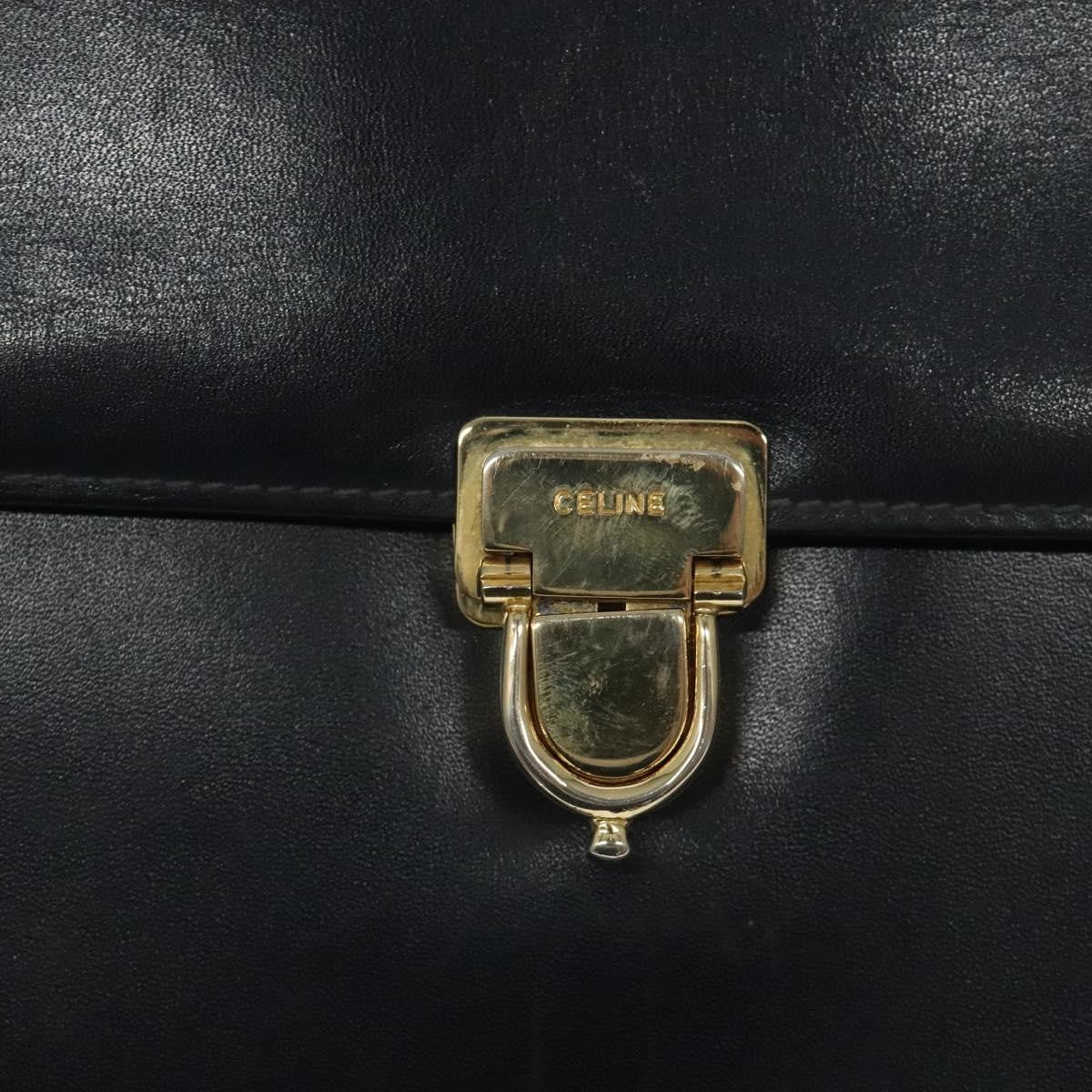 Celine Flap Shoulder Bag Leather, NAVY, LEATHER, Shoulder bag