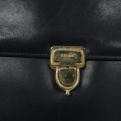 Celine Flap Shoulder Bag Leather, NAVY, LEATHER, Shoulder bag