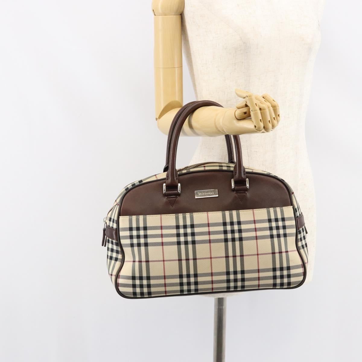 Burberry Nova Check Bowling Bag Canvas, BEIGE, NYLON, Handbag