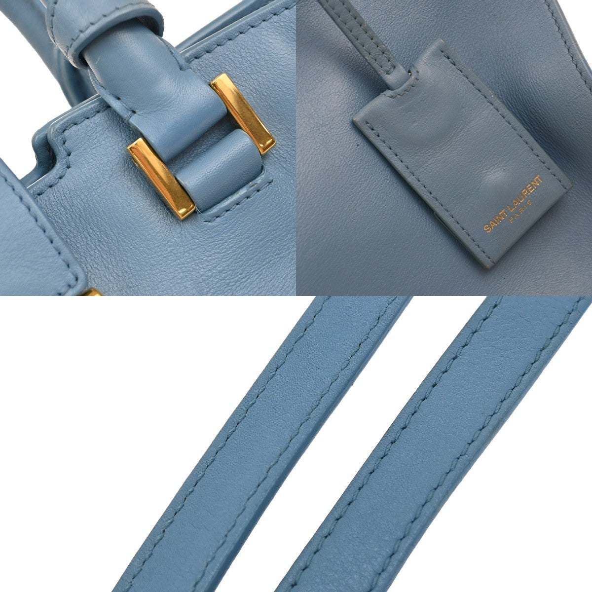 Saint Laurent Classic Y Cabas Leather, BLUE, LEATHER, Tote bag