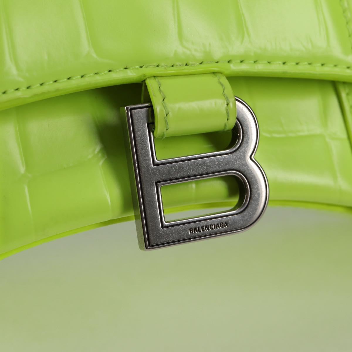 Balenciaga Hourglass Top Handle Bag Leather, GREEN, LEATHER, Handbag