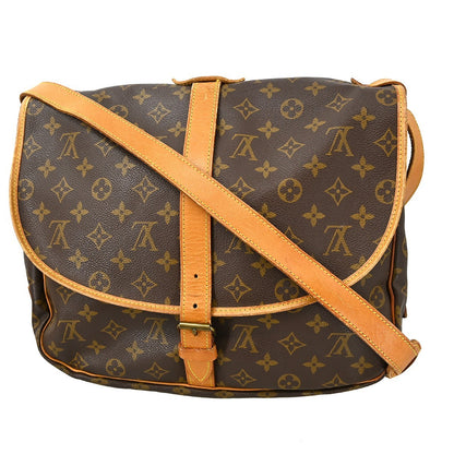 Louis Vuitton Saumur Handbag Monogram Canvas, BROWN, CANVAS, Shoulder bag