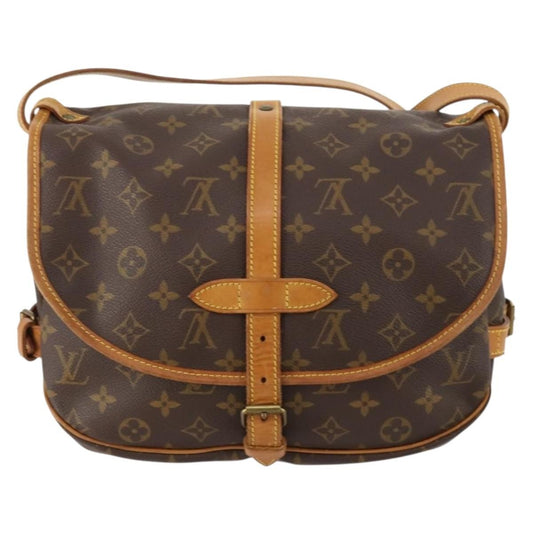 Louis Vuitton Saumur Handbag Monogram Canvas, Brown, Canvas, Shoulder Bag