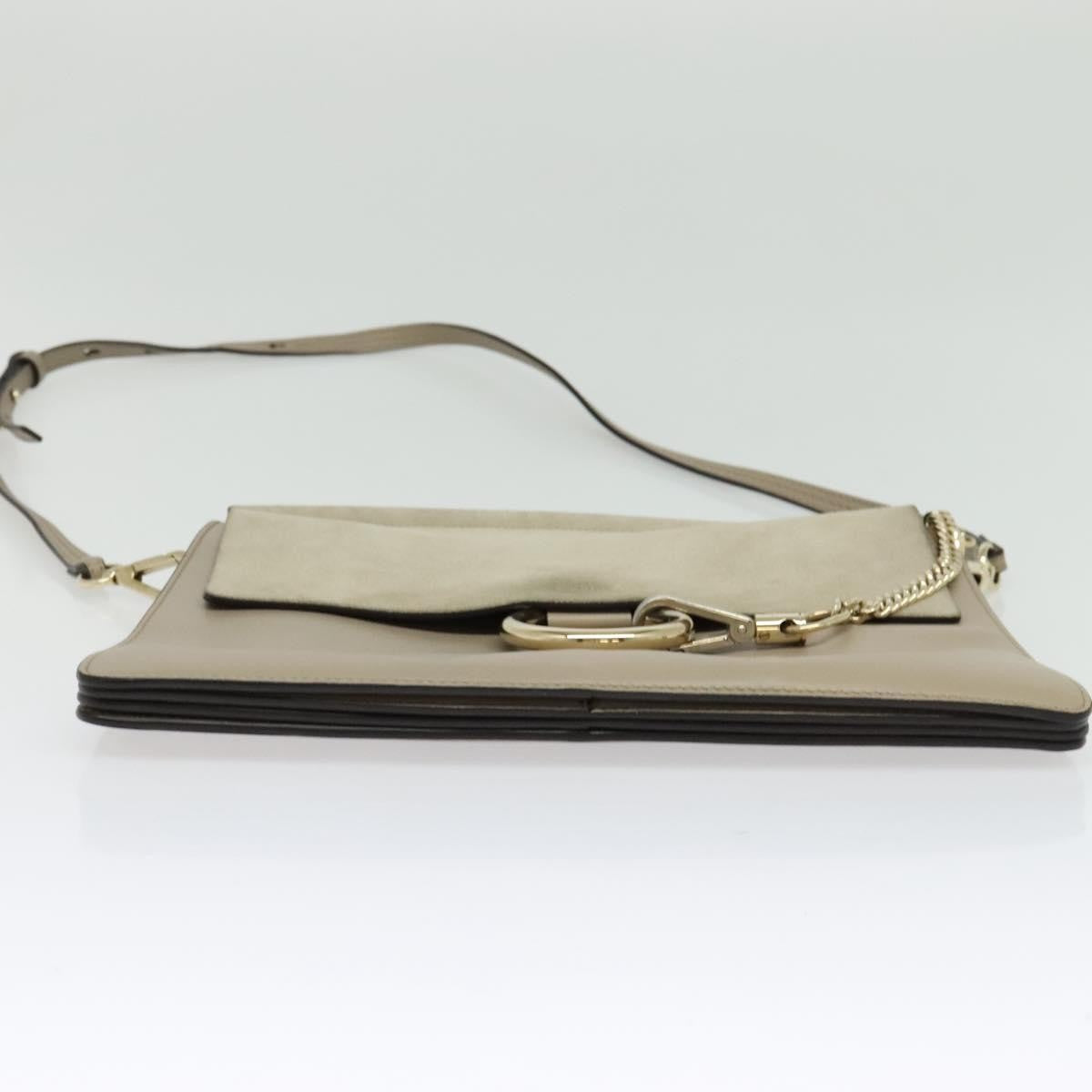 Chloe Faye Shoulder Bag Leather and Suede, BEIGE, SUEDE, Shoulder bag