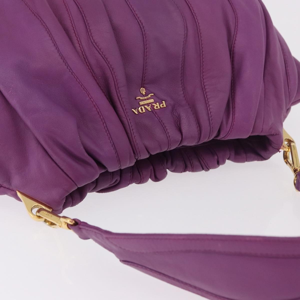 Prada Pleats Shoulder Bag Cervo Leather, Purple, Leather, Handbag