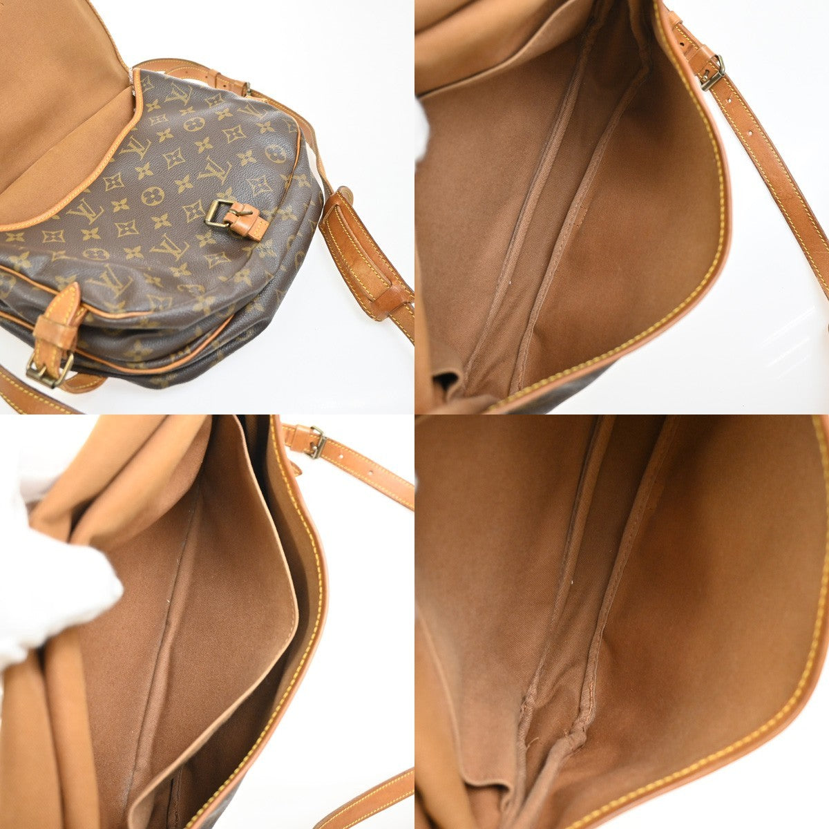 Louis Vuitton Saumur Handbag Monogram Canvas, Brown, Canvas, Shoulder Bag