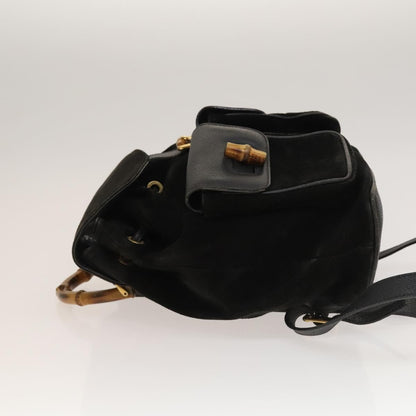 Gucci Vintage Bamboo Backpack Suede, BLACK, SUEDE, Backpack