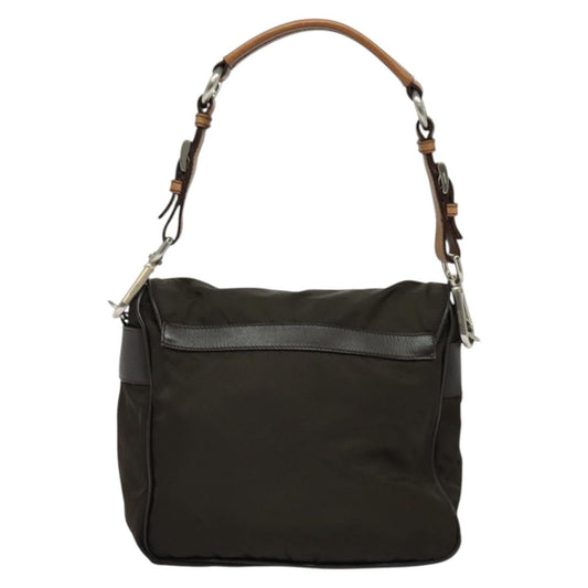 Prada Vintage Flap Shoulder Bag Nylon, KHAKI, NYLON, Shoulder bag