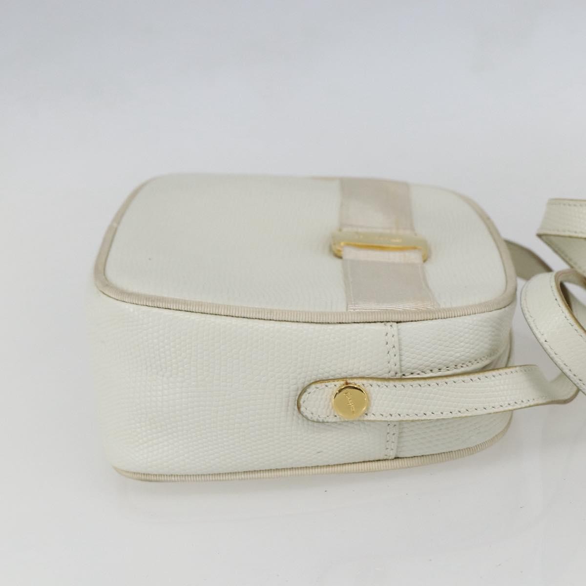 Salvatore Ferragamo Vala Shoulder Bag Leather, WHITE, LEATHER, Shoulder bag