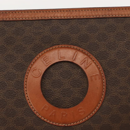 Celine Circle Logo Macadam Pouch Canvas and Leather, BROWN, CANVAS, Clutche & pouche