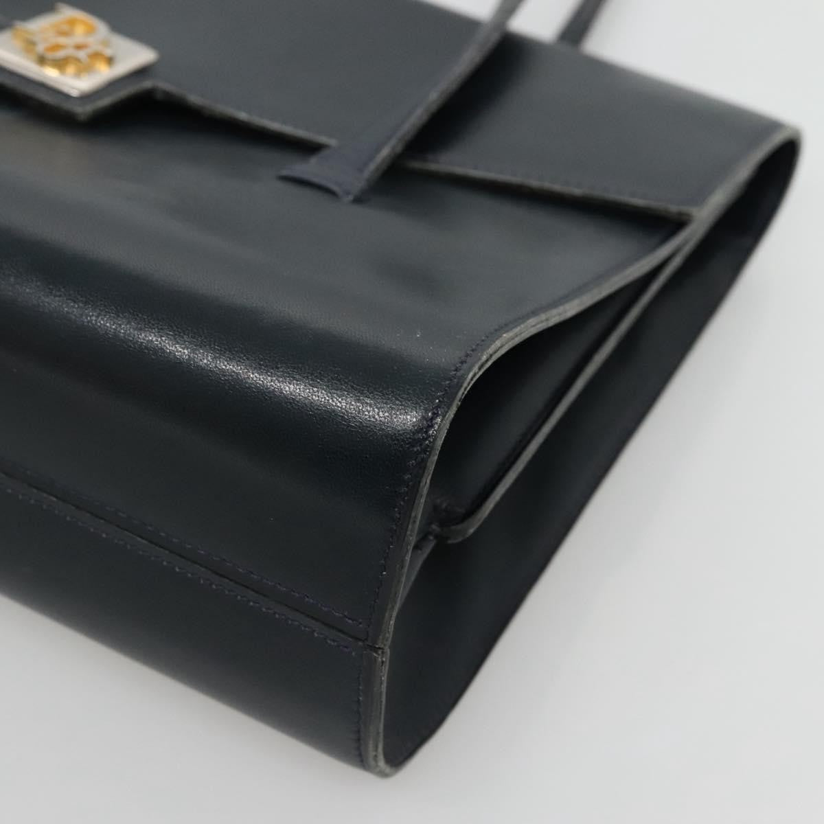 Christian Dior Vintage Handbag Leather, NAVY, LEATHER, Handbag