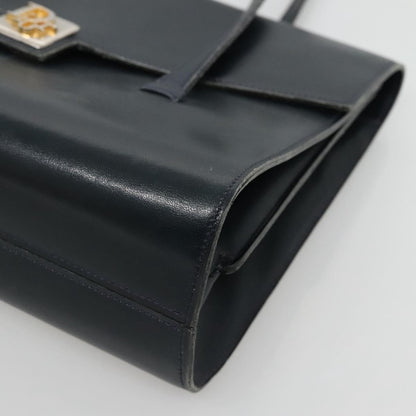 Christian Dior Vintage Handbag Leather, NAVY, LEATHER, Handbag