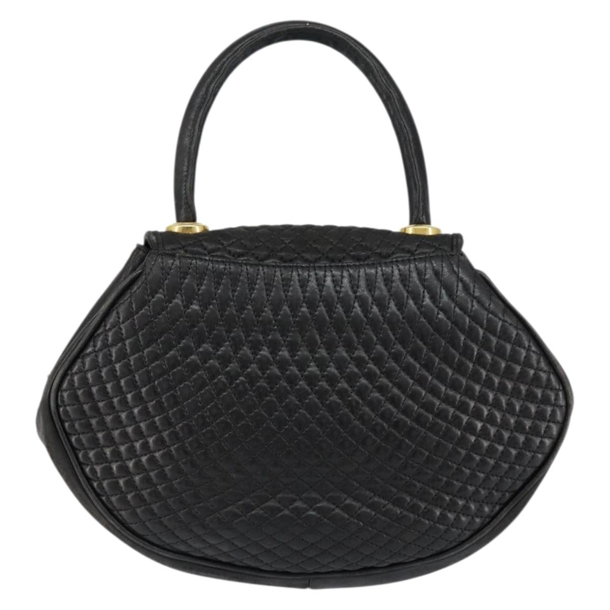 Bally Vintage Handbag Quilted Leather, BLACK, LEATHER, Handbag