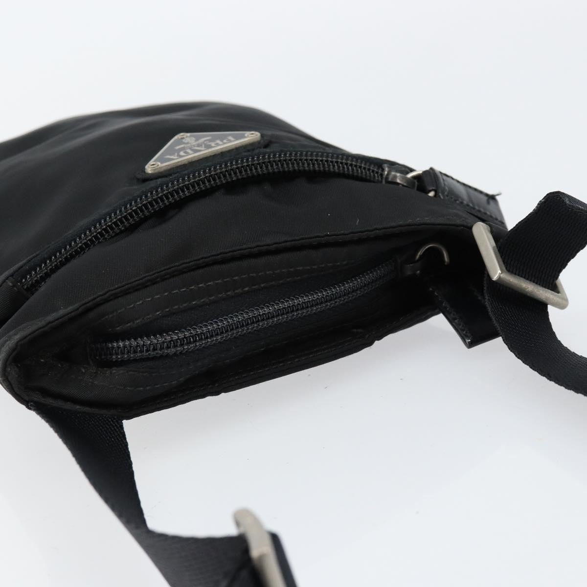 Prada Front Zip Convertible Flat Messenger Tessuto with Leather, BLACK, NYLON, Shoulder bag