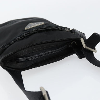 Prada Front Zip Convertible Flat Messenger Tessuto with Leather, BLACK, NYLON, Shoulder bag