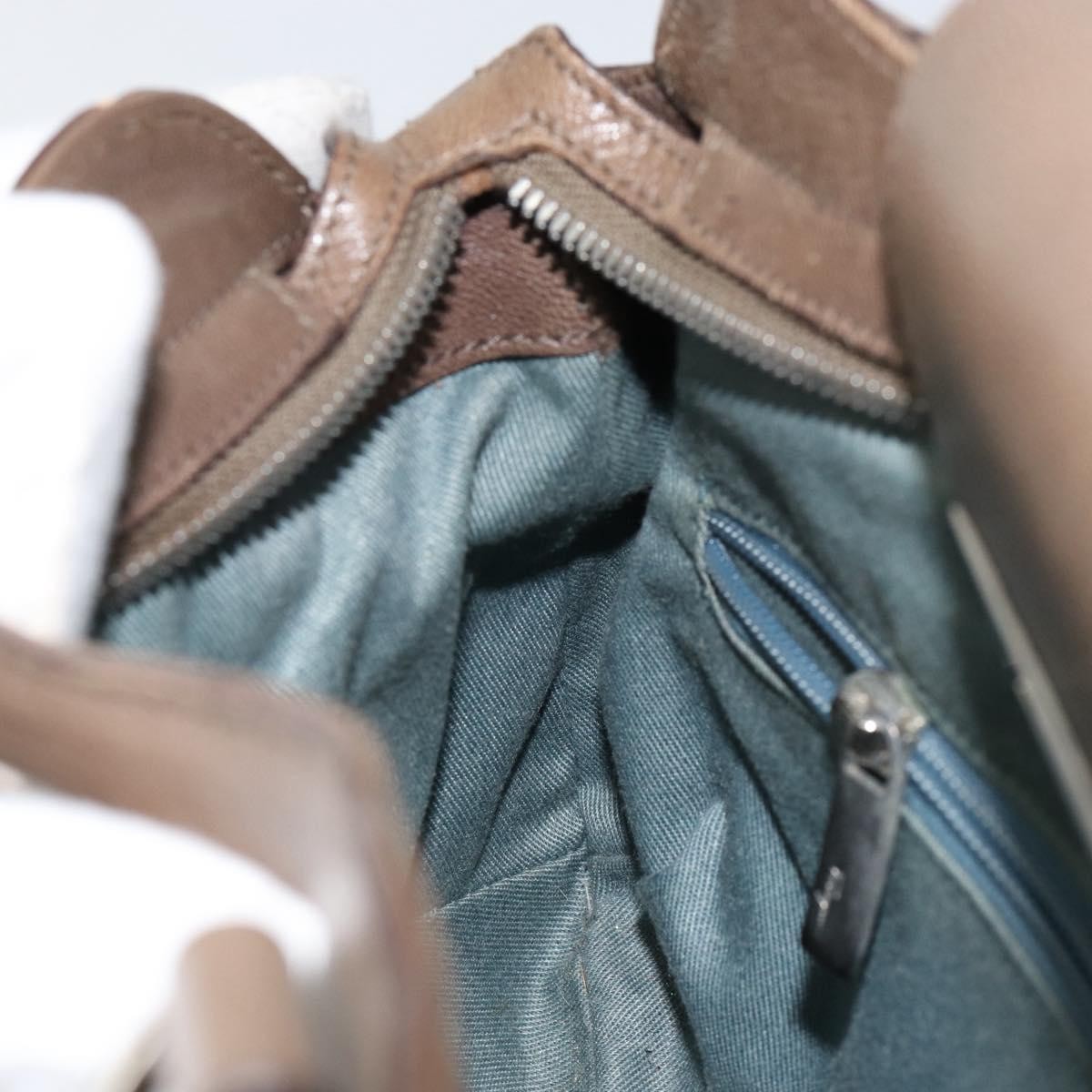 Salvatore Ferragamo Gancini handbag Leather, BROWN, LEATHER, Handbag