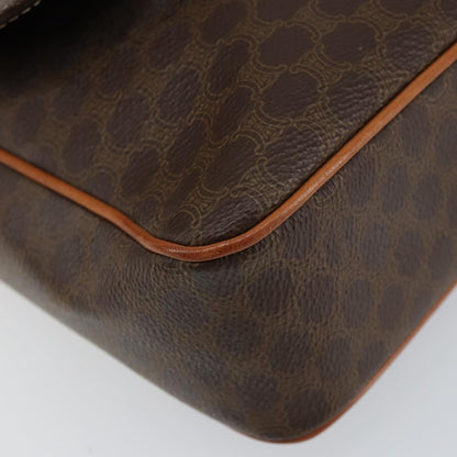 Celine Vintage Macadam Circle Logo Shoulder Bag Canvas and Leather, BROWN, CANVAS, Shoulder bag
