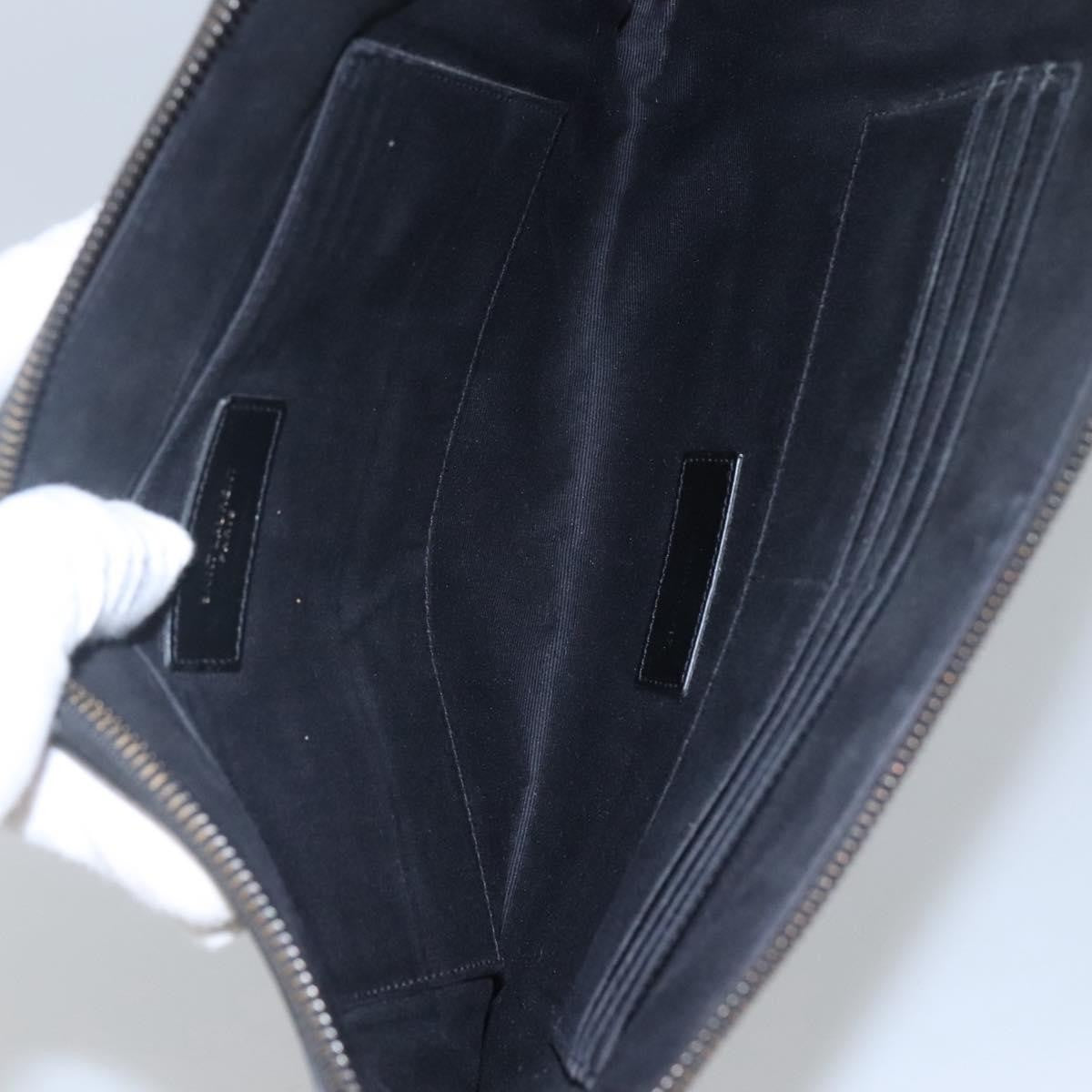Saint Laurent Zip Pocket Pouch Leather, BLACK, LEATHER, Clutche & pouche