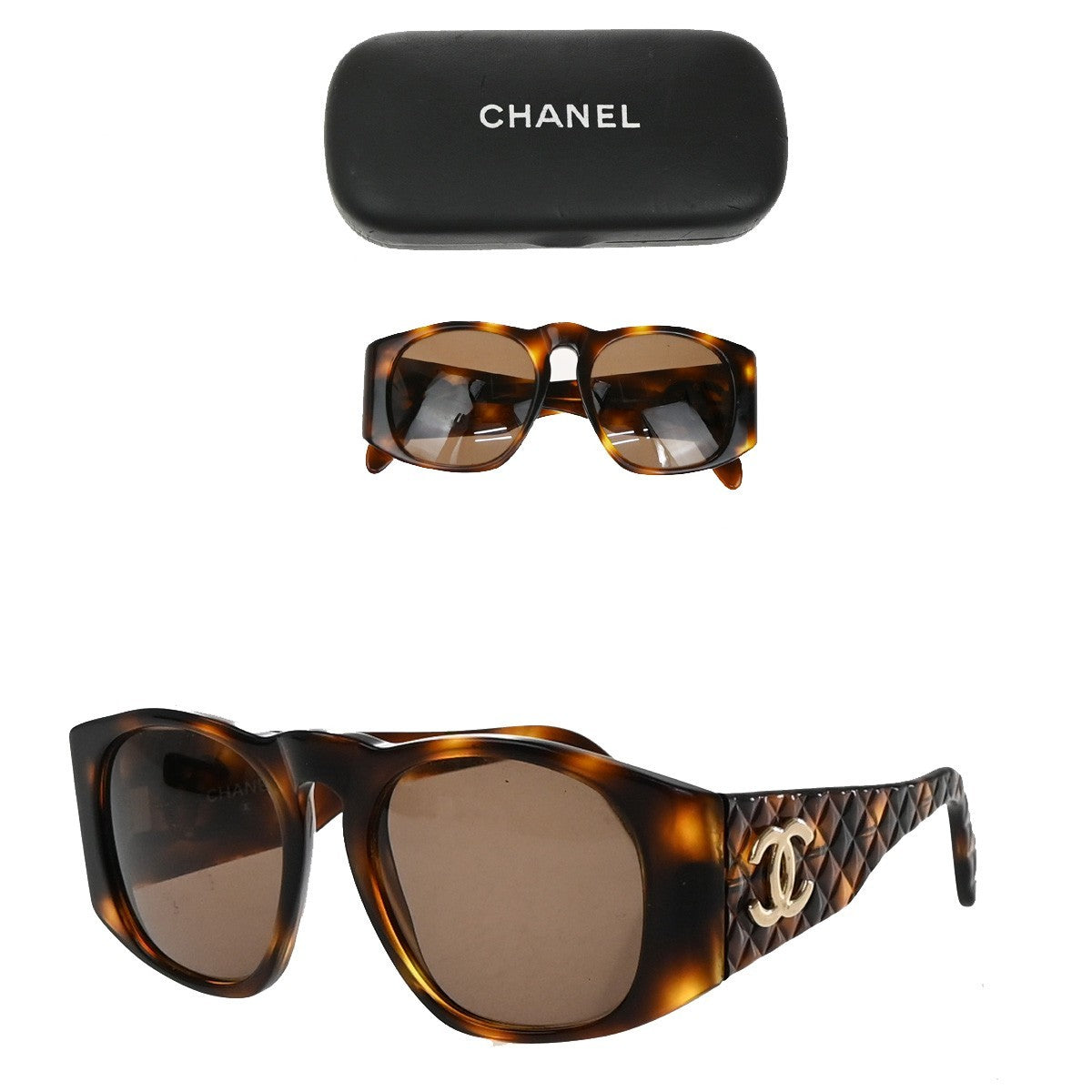 Chanel CC Logo Matelasse Sunglasses Eye Wear Plastic, Brown, Plastic, Sunglasses
