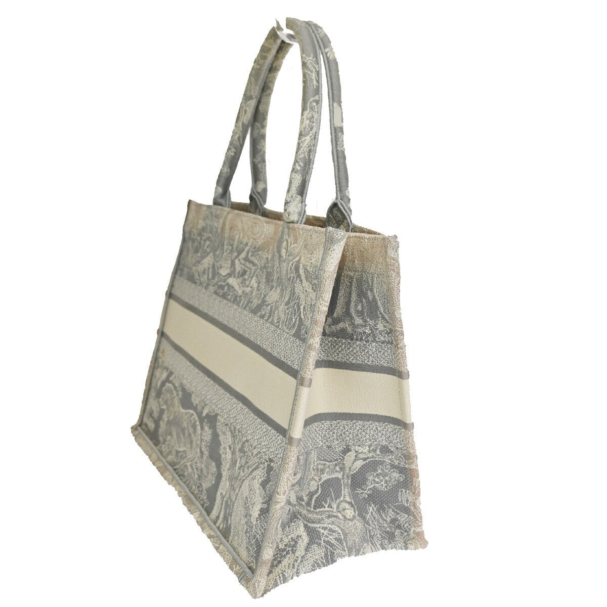Christian Dior Book Tote Embroidered Canvas, Gray, Canvas, Tote Bag