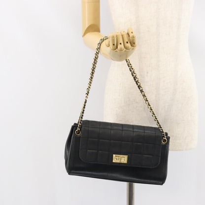 Chanel Chocolate Bar Accordion Reissue Flap Bag Quilted Lambskin, BLACK, LEATHER, Shoulder bag