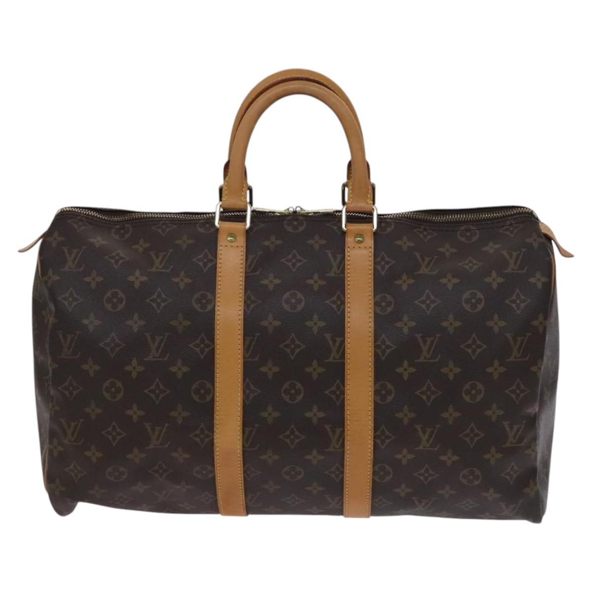 Louis Vuitton Keepall Bag Monogram Canvas, BROWN, CANVAS, Travel bag