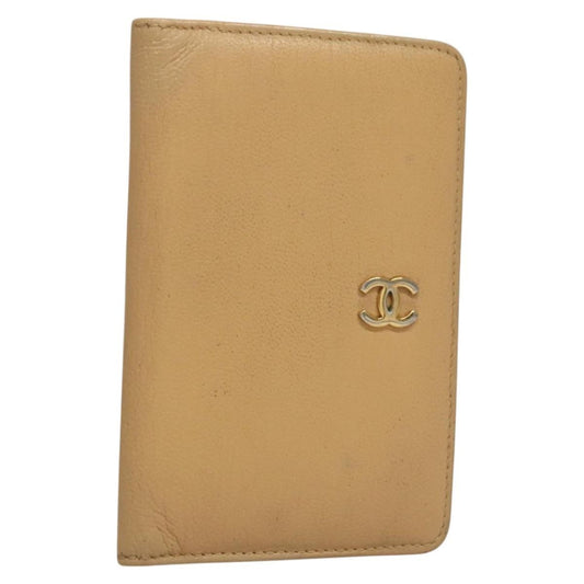 Chanel CC Card Case Leather, BEIGE, LEATHER, Card Holders
